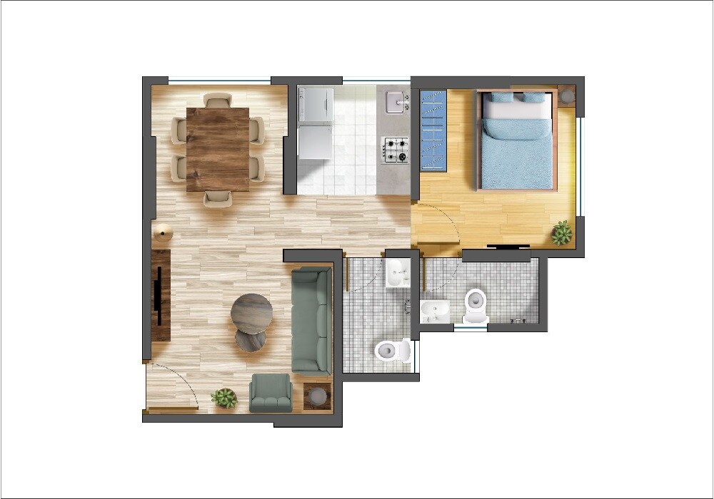Floor plan of 1 BHK 404 Sq. Ft. Apartment in Haware Altura, Mumbai