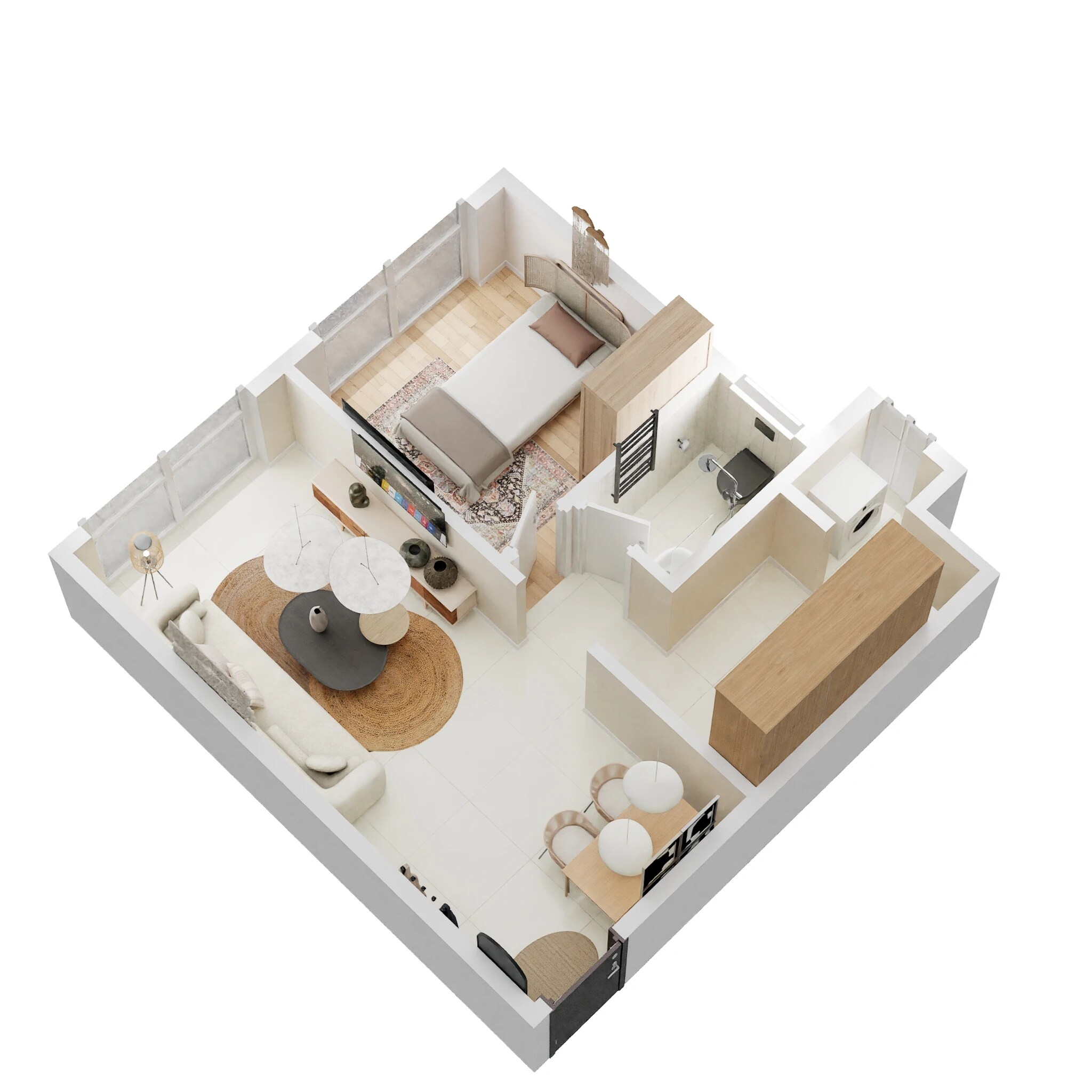 Floor plan of 1 BHK 370 Sq. Ft. Apartment in Haware Intelligentia Horizon, Mumbai