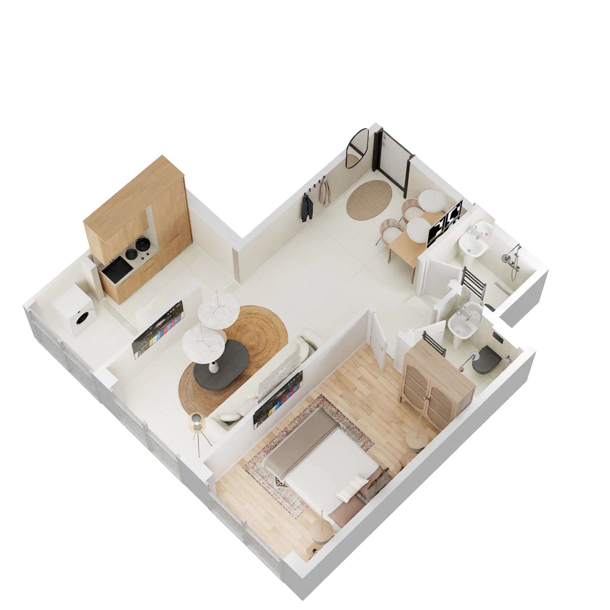 Floor plan of 1 BHK 423 Sq. Ft. Apartment in Haware Intelligentia Horizon, Mumbai