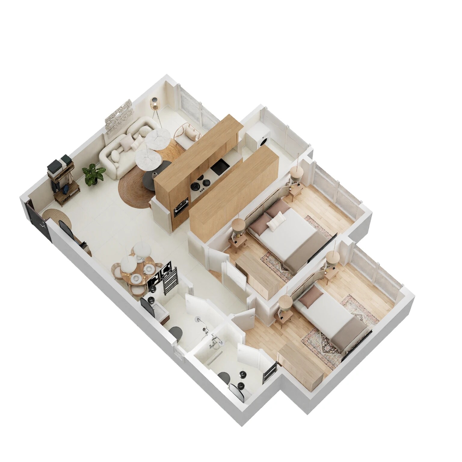 Floor plan of 2 BHK 621 Sq. Ft. Apartment in Haware Intelligentia Horizon, Mumbai