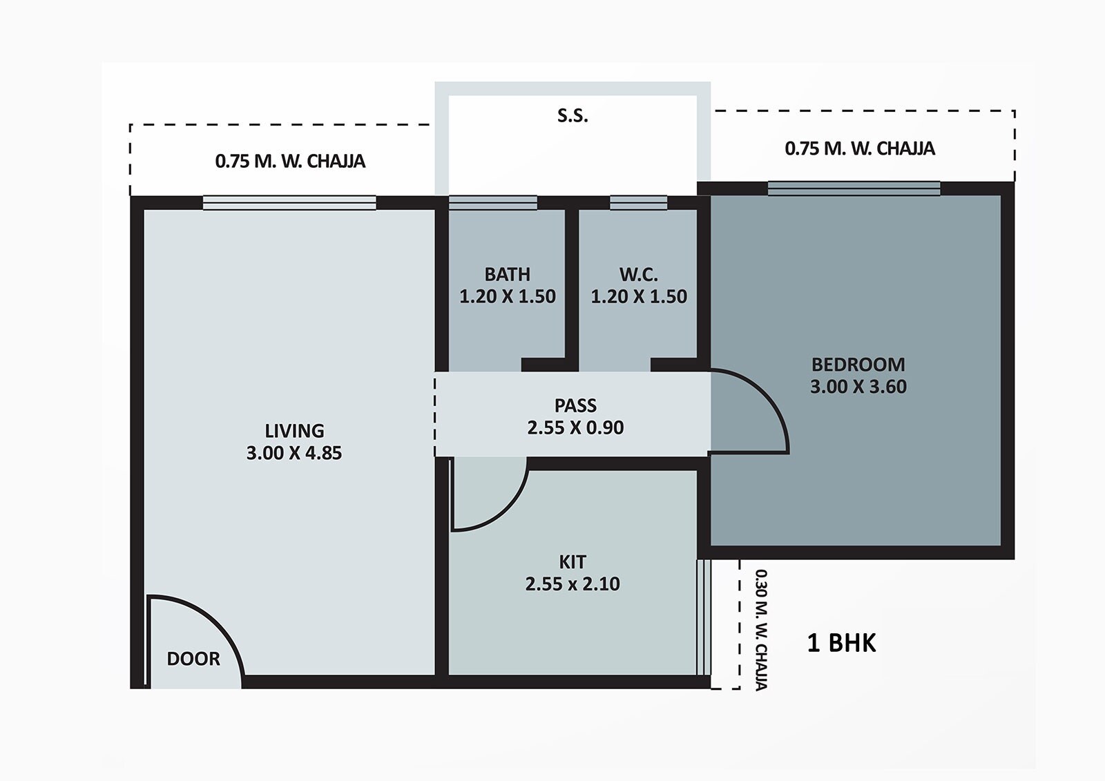 Floor plan of 1 BHK 269 Sq. Ft. Apartment in Haware Intelligentia Sigma South, Mumbai