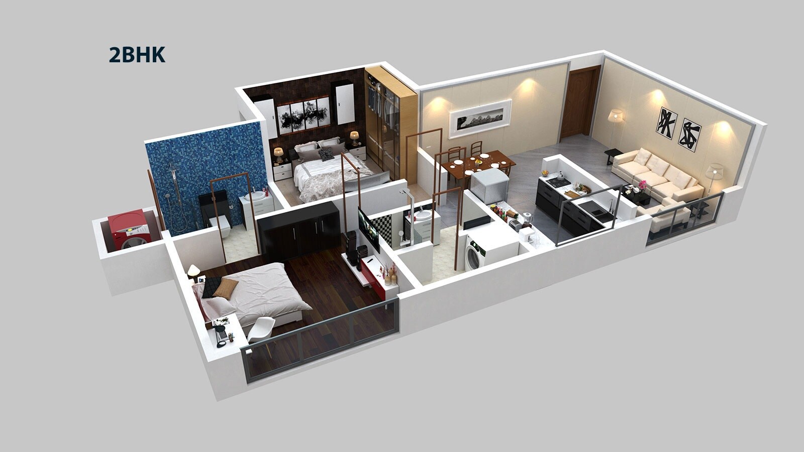 Floor plan of 2 BHK 534 Sq. Ft. Apartment in Haware Intelligentia Sigma South, Mumbai