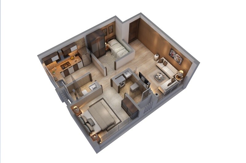 Floor plan of 1 BHK 417 Sq. Ft. Apartment in Haware IPSA, Mumbai