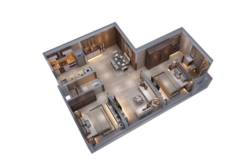 Floor plan of 2 BHK 459 Sq. Ft. Apartment in Haware IPSA, Mumbai