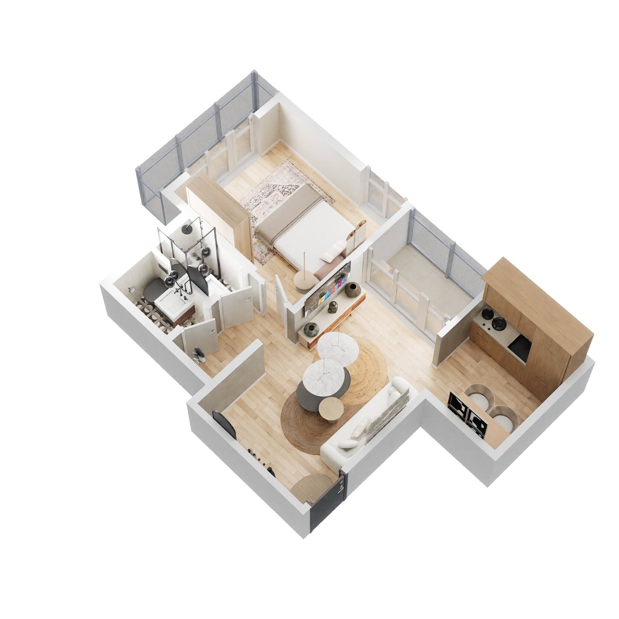 Floor plan of 1 BHK 634 Sq. Ft. Apartment in Haware Vrindavan, Mumbai