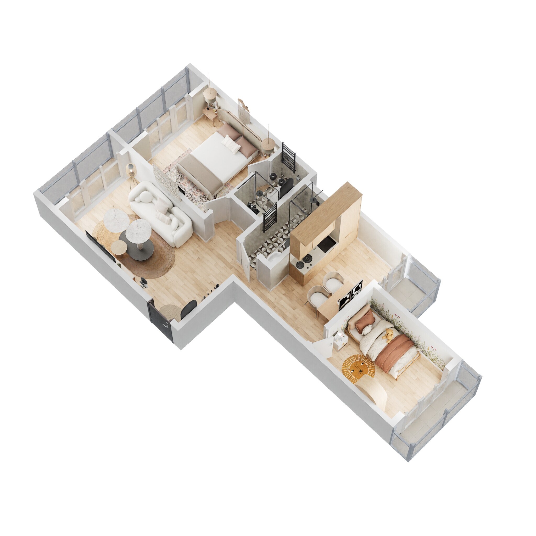 Floor plan of 2 BHK 860 Sq. Ft. Apartment in Haware Vrindavan, Mumbai