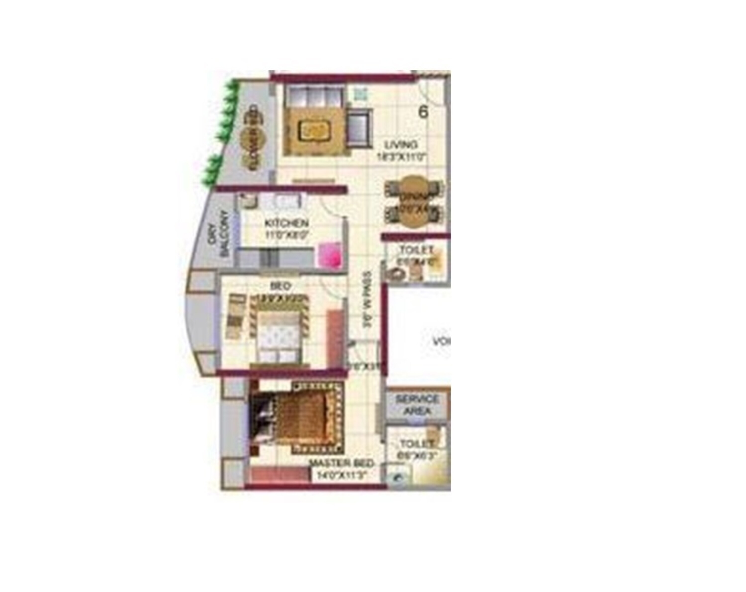 2 BHK 1140 Sq. Ft. Apartment in HDIL Metropolis Residences