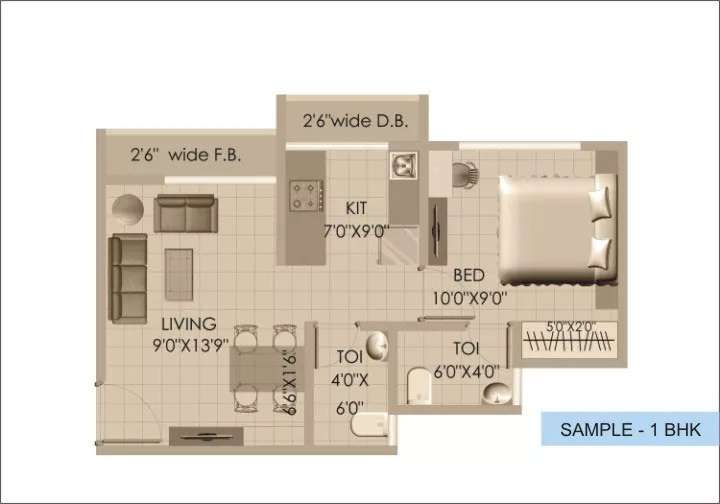 2 BHK 670 Sq. Ft. Apartment in Hdil Paradise City Sector 5