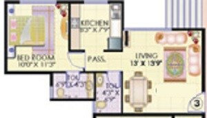 Floor plan of 1 BHK 452 Sq. Ft. Apartment in HDIL Premier Exotica, Mumbai