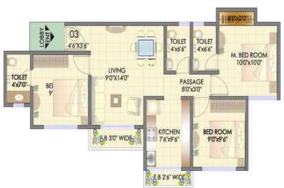 hdil residency park apartment 3 bhk 1115sqft 20202418132456