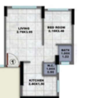 Floor plan of 1 BHK 280 Sq. Ft. Apartment in HDIL The Nest, Mumbai