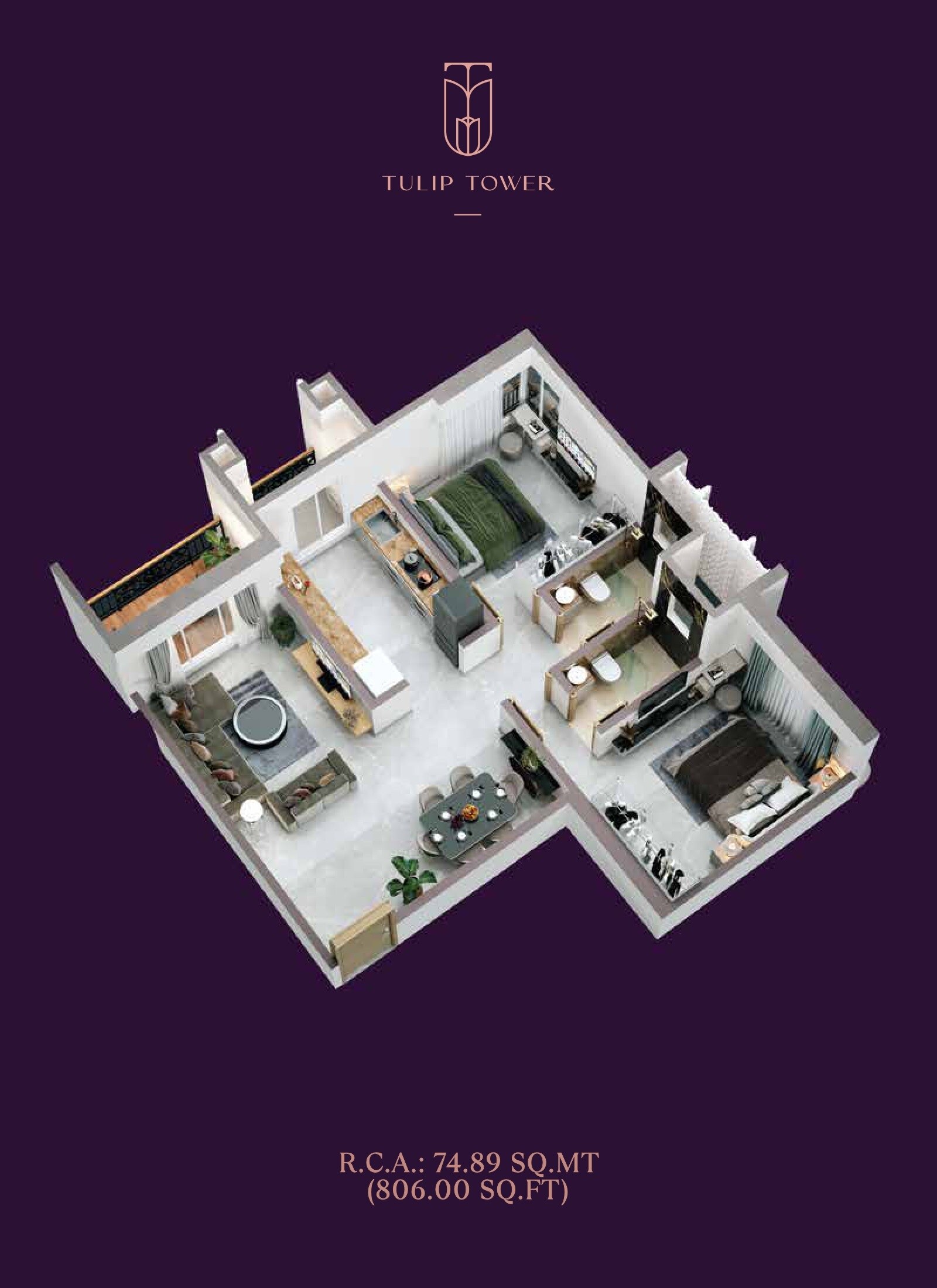2 BHK 806 Sq. Ft. Apartment