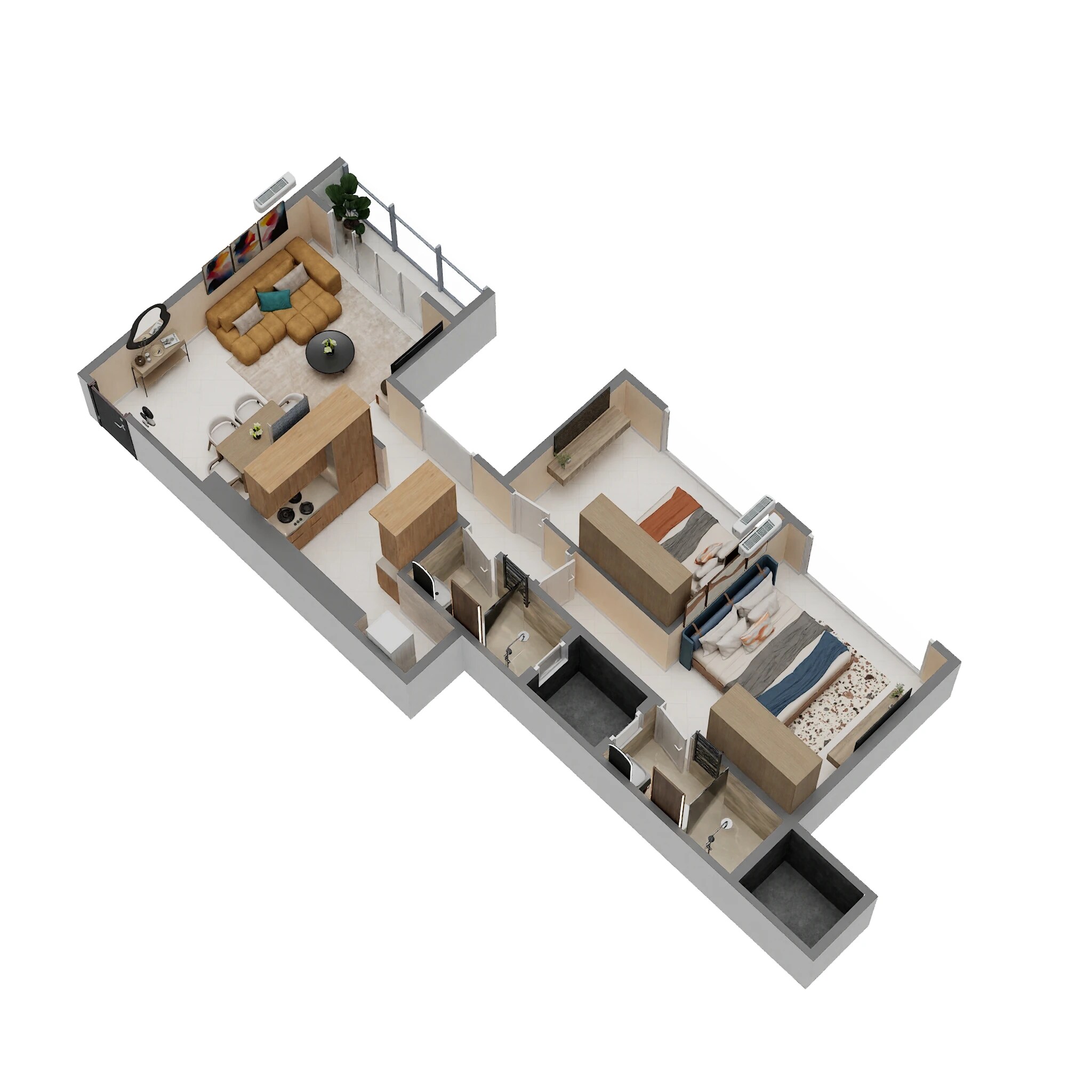Floor plan of 2 BHK 700 Sq. Ft. Apartment in Heritage Vatika, Mumbai
