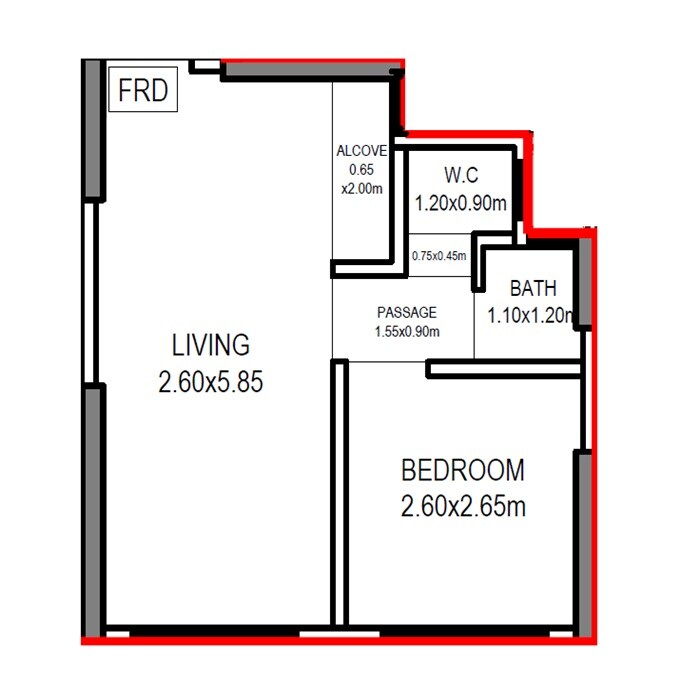 Floor plan of 1 BHK 311 Sq. Ft. Apartment in Hetali Souk, Mumbai