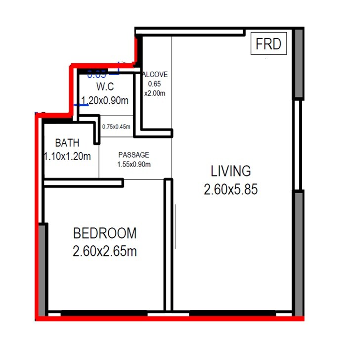 Floor plan of 1 BHK 314 Sq. Ft. Apartment in Hetali Souk, Mumbai