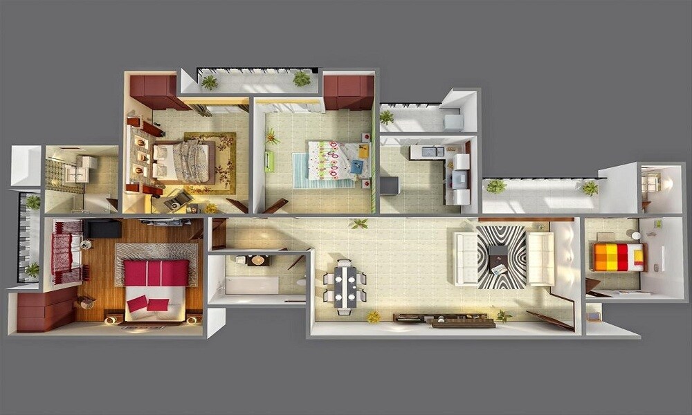 Floor plan of 4 BHK 3038 Sq. Ft. Apartment in Hicons Haven, Mumbai