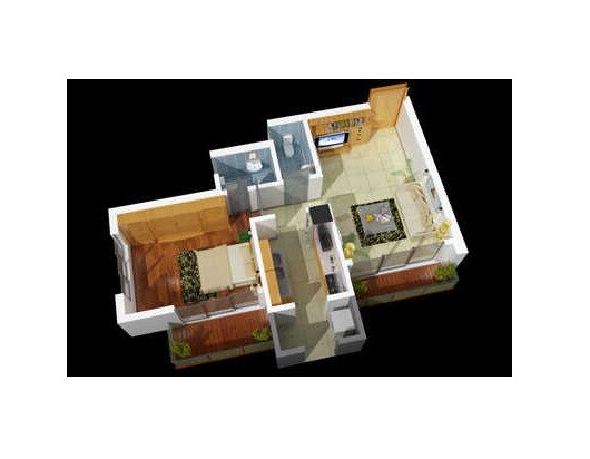 Floor plan of 1 BHK 372 Sq. Ft. Apartment in Hiramani Enclave, Mumbai