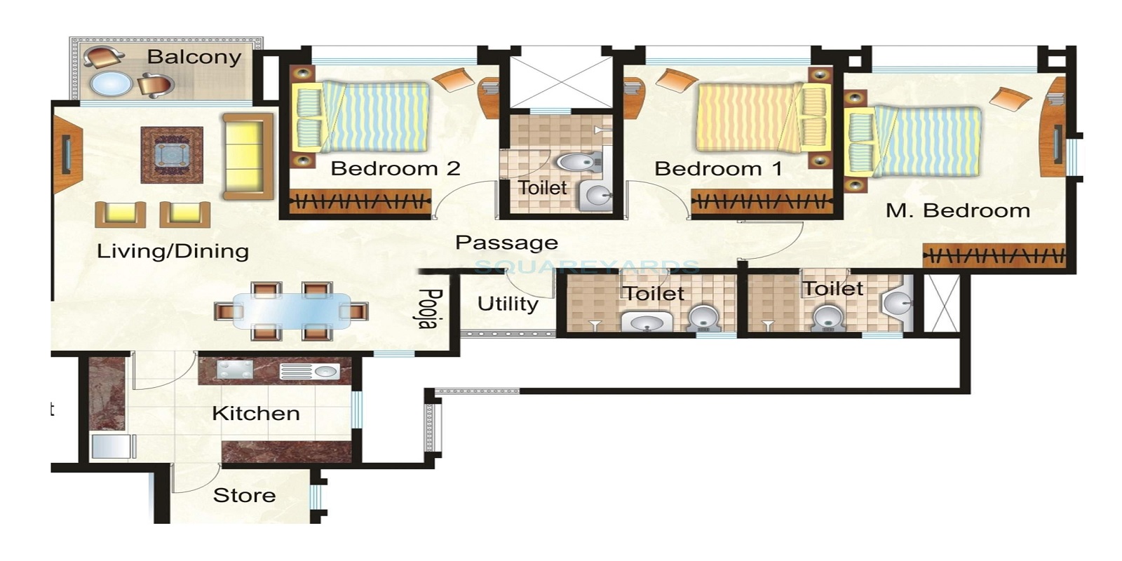 3 BHK 1570 Sq. Ft. Apartment in Hiranandani Heritage Rivona