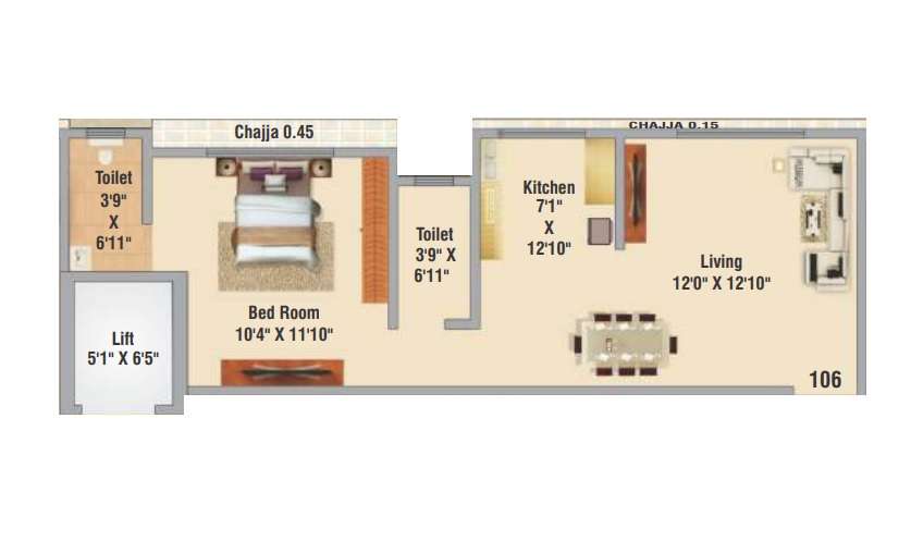 1 BHK 450 Sq. Ft. Apartment in Hirani Sagar CHS