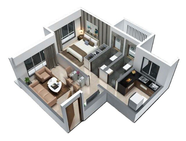 1 BHK 390 Sq. Ft. Apartment