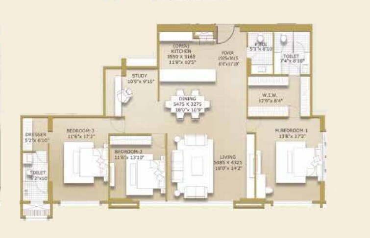 3 BHK 1787 Sq. Ft. Apartment