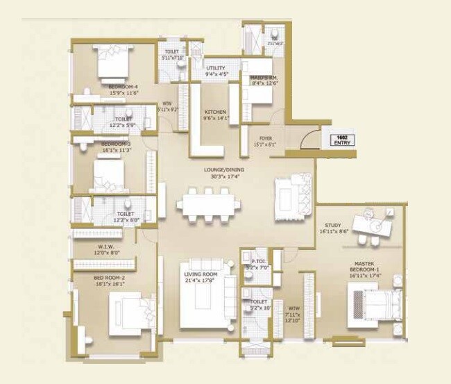 4 BHK 3002 Sq. Ft. Apartment