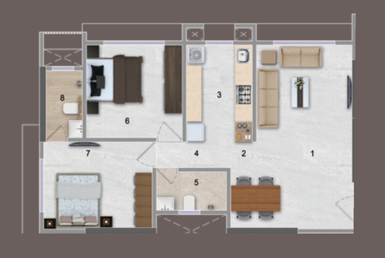 2 BHK 758 Sq. Ft. Apartment