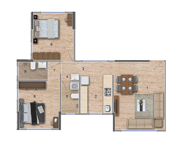 2 BHK 720 Sq. Ft. Apartment