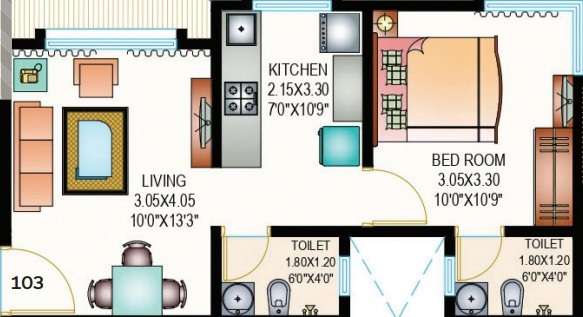 1 BHK 384 Sq. Ft. Apartment in House Code Chitrakut CHS