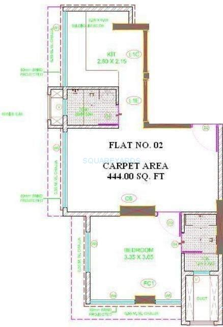 Floor plan of 1 BHK 493 Sq. Ft. Apartment in HPA Spaces Adora Enclave, Mumbai