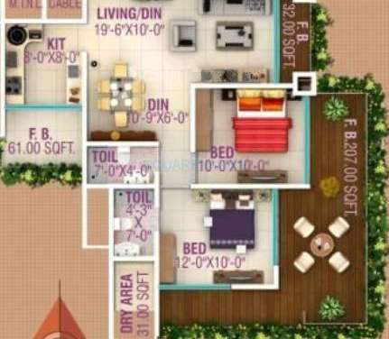 hpa spaces lareina residency apartment 2bhk 1165sqft1