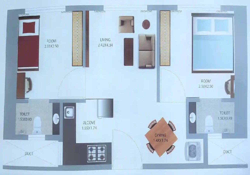 2 BHK 330 Sq. Ft. Apartment