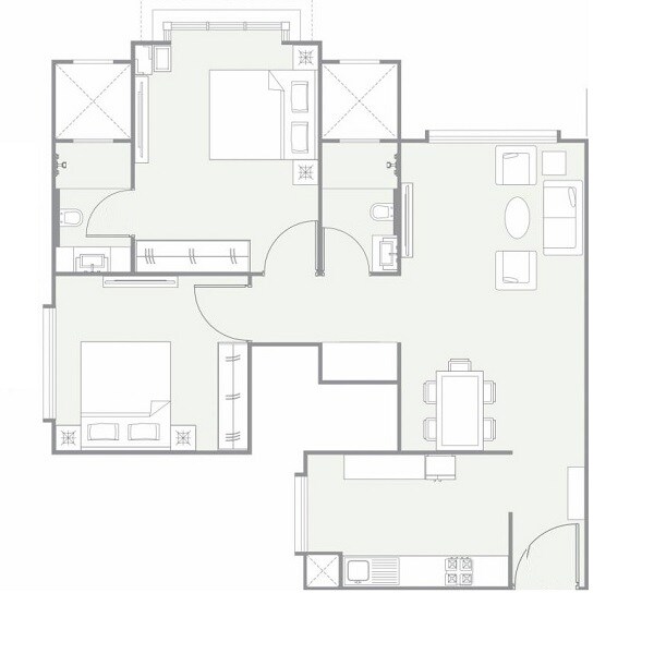 2 BHK 621 Sq. Ft. Apartment