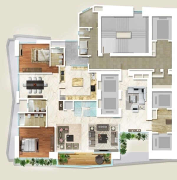 Floor plan of 2 BHK 744 Sq. Ft. Apartment in Hubtown Serene, Mumbai