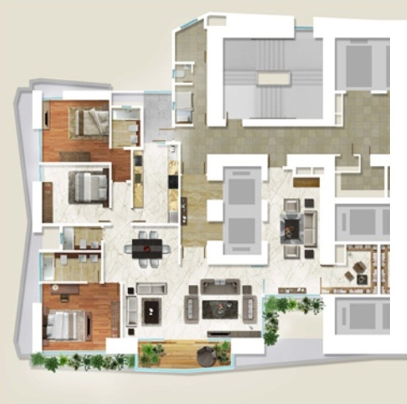 Floor plan of 2 BHK 967 Sq. Ft. Apartment in Hubtown Serene, Mumbai