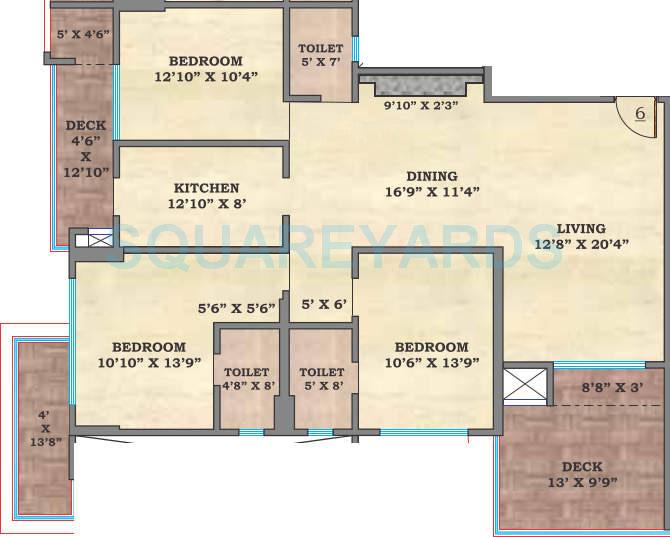 Other, hubtown-sunstone 3 Bedroom 945 Sq.Ft. Apartment In Bandra East Mumbai 7832430