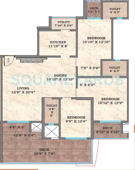 3 BHK 1165 Sq. Ft. Apartment