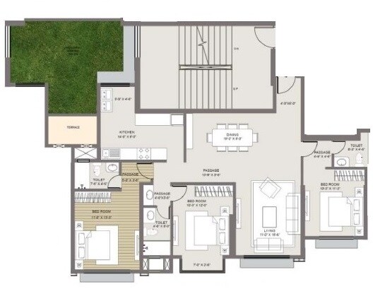 Floor plan of 2 BHK 716 Sq. Ft. Apartment in Hubtown The Premiere, Mumbai