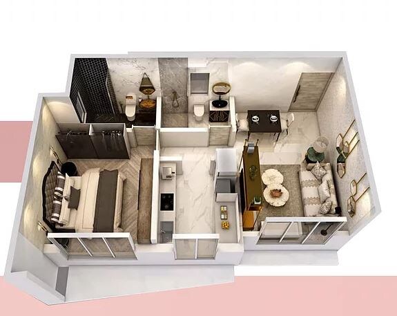 Floor plan of 1 BHK 507 Sq. Ft. Apartment in IM Applaud 38, Mumbai