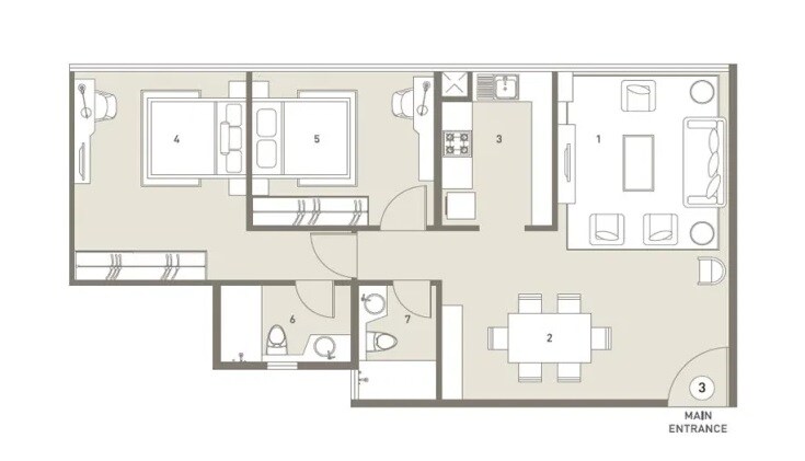 Floor plan of 2 BHK 809 Sq. Ft. Apartment in Indiabulls Blu, Mumbai