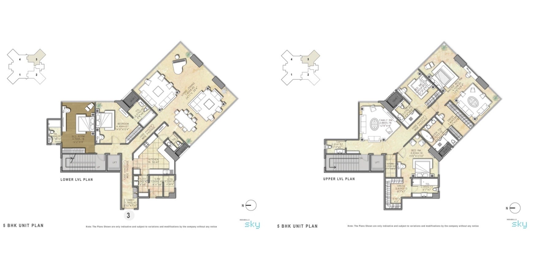 Floor plan of 6 BHK 6500 Sq. Ft. Apartment in Indiabulls Sky, Mumbai