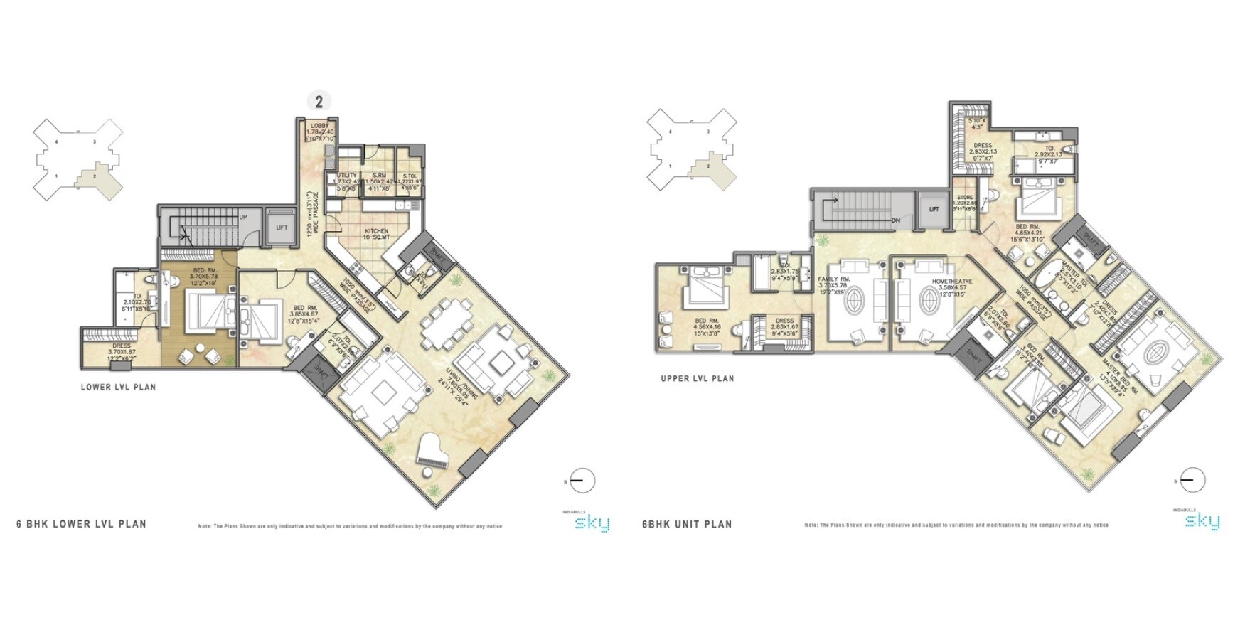 Floor plan of 5 BHK 6750 Sq. Ft. Apartment in Indiabulls Sky, Mumbai