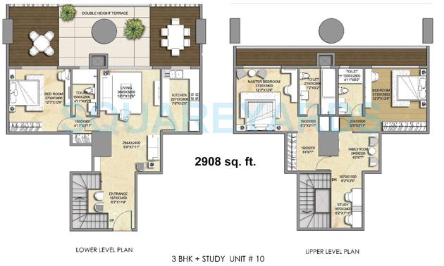 Floor plan of 3 BHK 2908 Sq. Ft. Apartment in Indiabulls Sky Forest, Mumbai