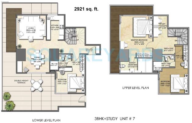 Floor plan of 3 BHK 2921 Sq. Ft. Apartment in Indiabulls Sky Forest, Mumbai