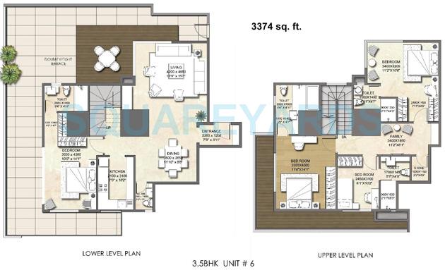 Floor plan of 4 BHK 3374 Sq. Ft. Apartment in Indiabulls Sky Forest, Mumbai