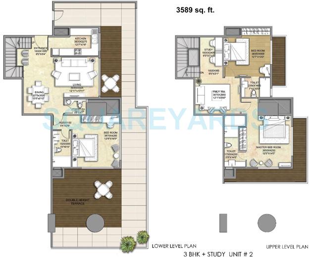 Floor plan of 3 BHK 3589 Sq. Ft. Apartment in Indiabulls Sky Forest, Mumbai