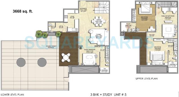 Floor plan of 3 BHK 3668 Sq. Ft. Apartment in Indiabulls Sky Forest, Mumbai