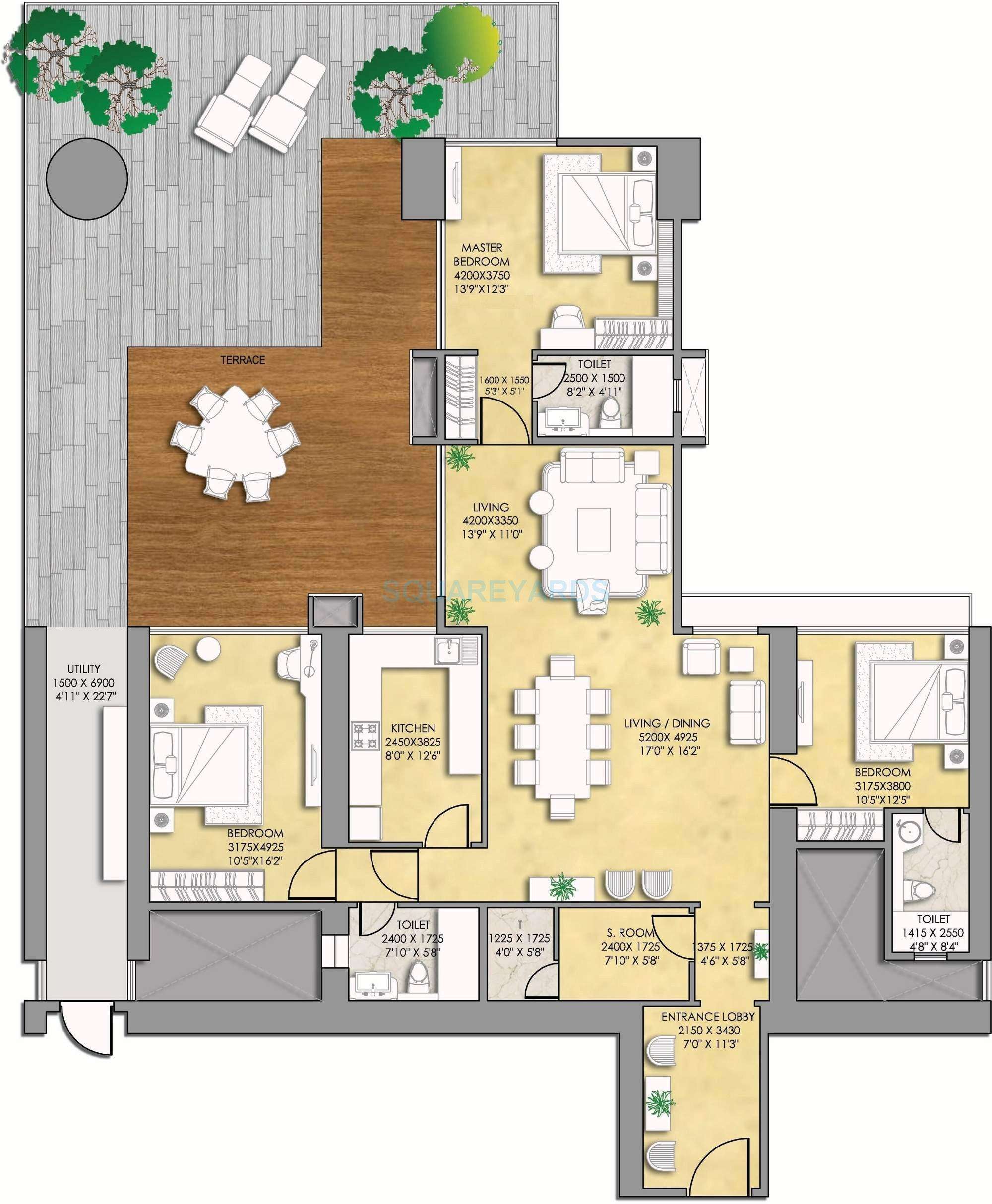 3 BHK 3380 Sq. Ft. Apartment in Indiabulls Sky Suites