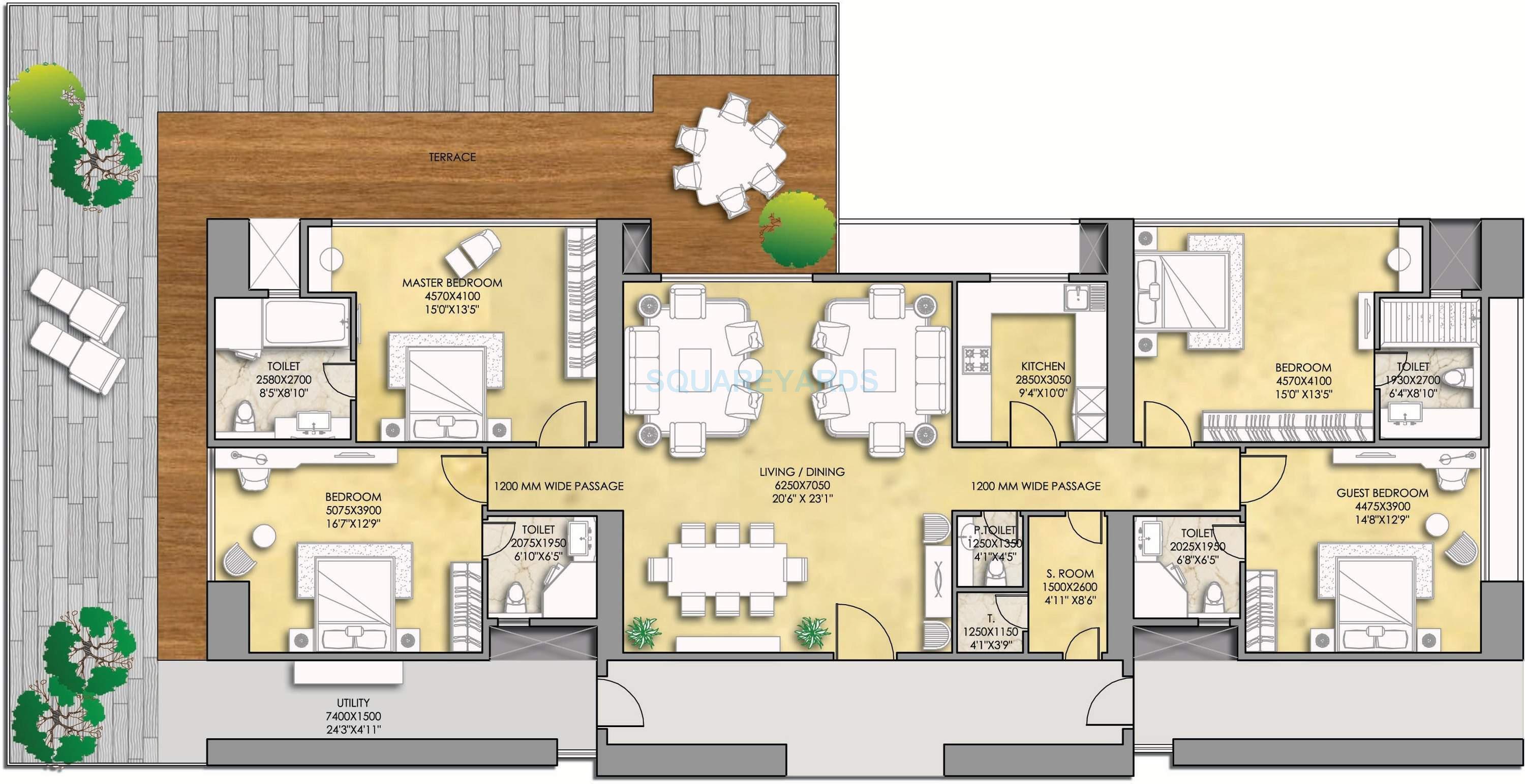 Floor plan of 4 BHK 4289 Sq. Ft. Apartment in Indiabulls Sky Suites, Mumbai
