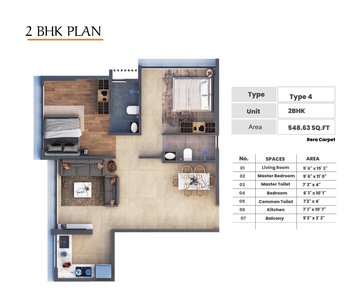2 BHK 548 Sq. Ft. Apartment